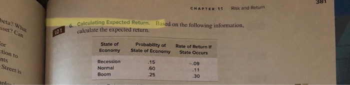  CHAPTER 11 Risk and Return beta? Who set? Can a Case