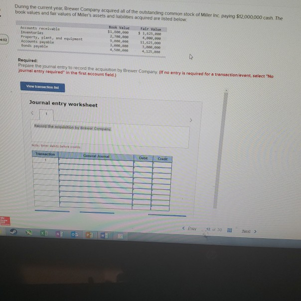 please help !! During the current year. Brewer Company acquired all