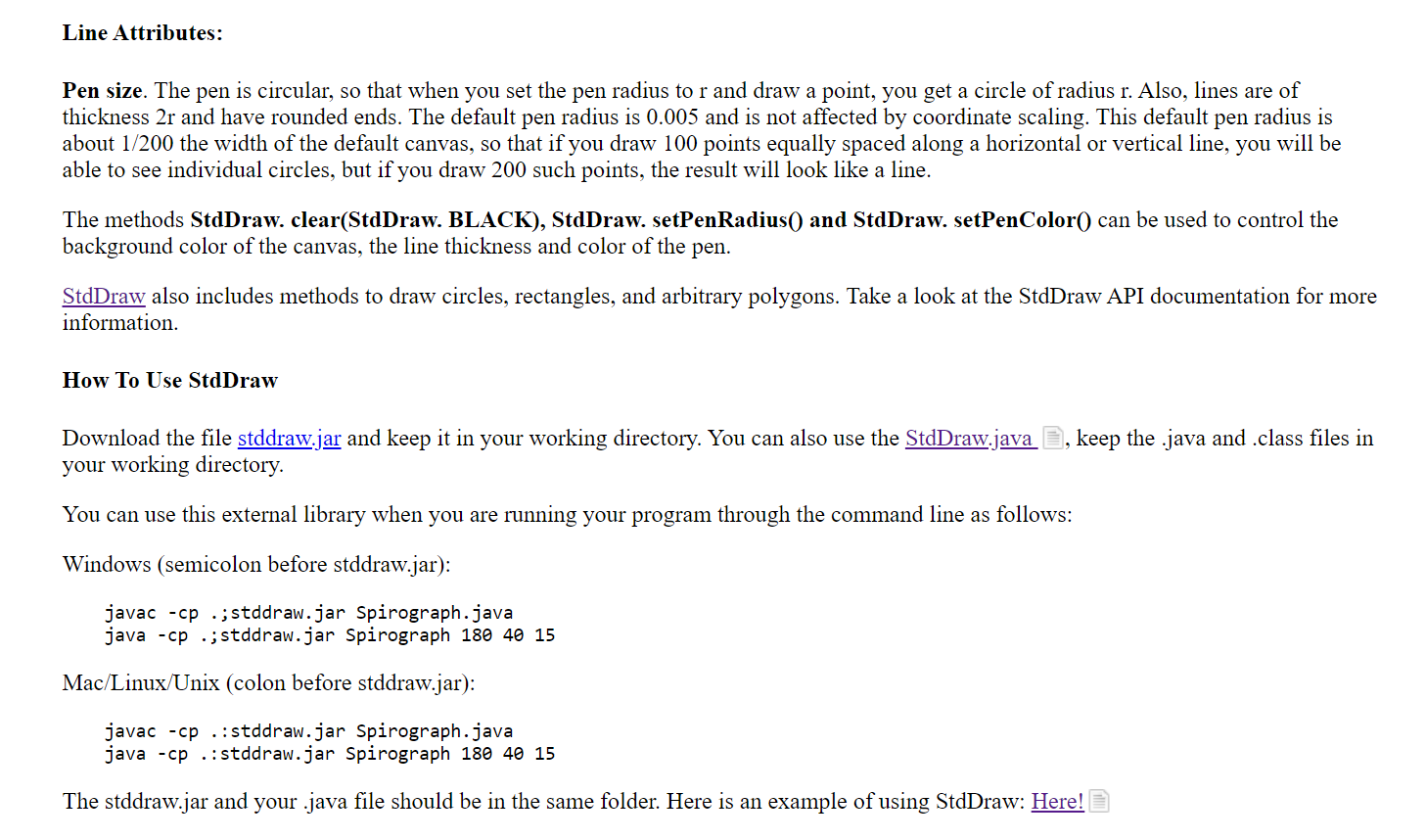 supposed to be relatively simple. The classes and methods to be used