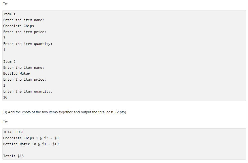 (1) Create three files to submit: Item ToPurchase.h Struct definition and related