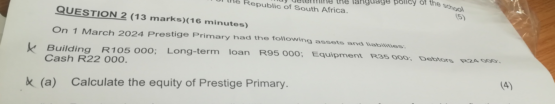  QUESTION 2 On 1 March 2024 Prestige Primary had the following