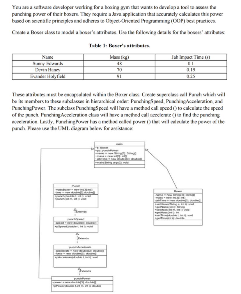  You are a software developer working for a boxing gym that