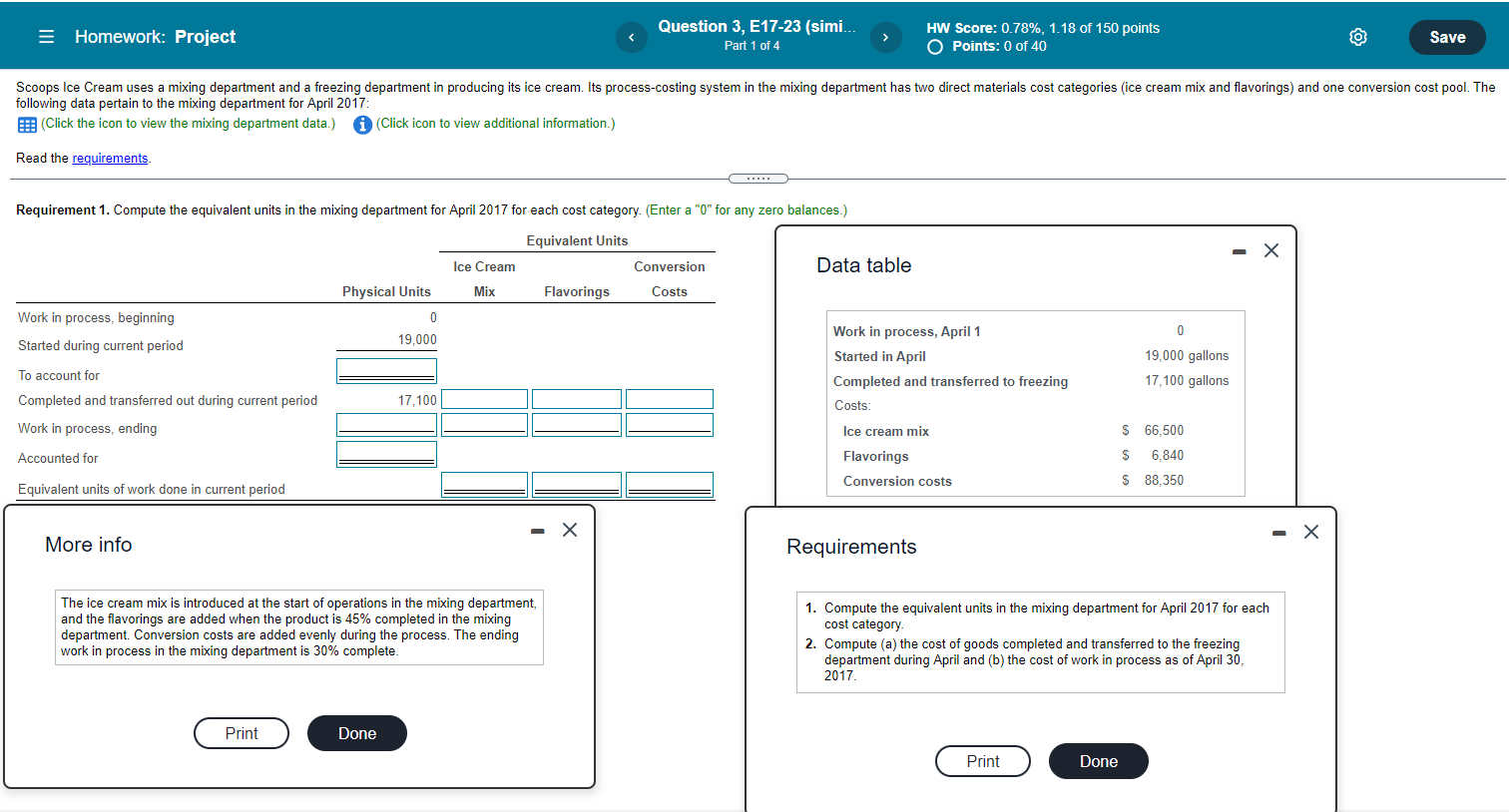 Please complete requirements 1,2, and 3. = Homework: Project Question 3, E17-23