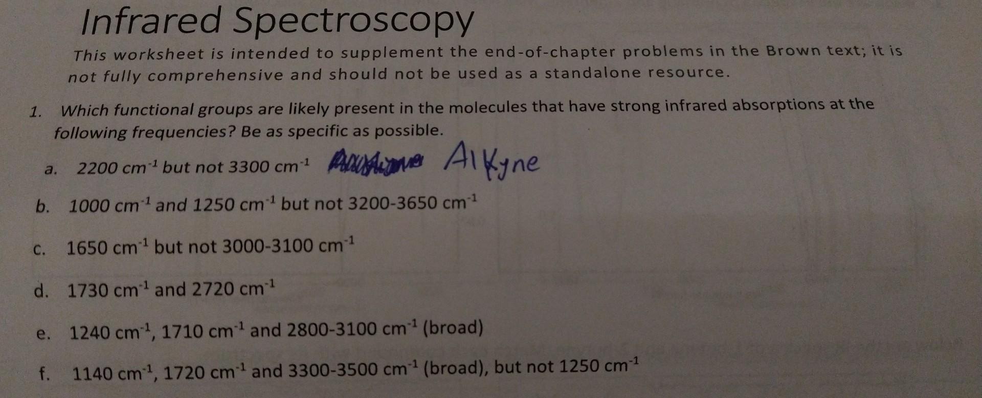  Need help with some IR Spectrum problems, thanks! Infrared Spectroscopy This
