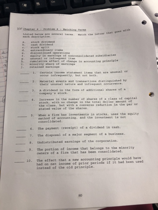  Ctl H chapter 4 -Problem 4 -Matching Terme Liated below are