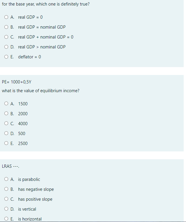  for the base year, which one is definitely true? A. real