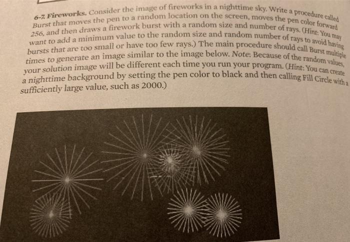 Please complete this using Visual Logic software 6-7. Fireworks. Consider the image