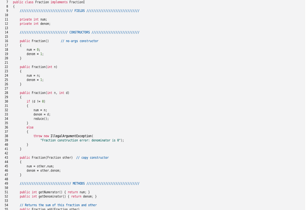 too long. Problem: public class FractionMatrix implements FractionMatrixI { /////////////////////////////// FIELDS ///////////////////////////////