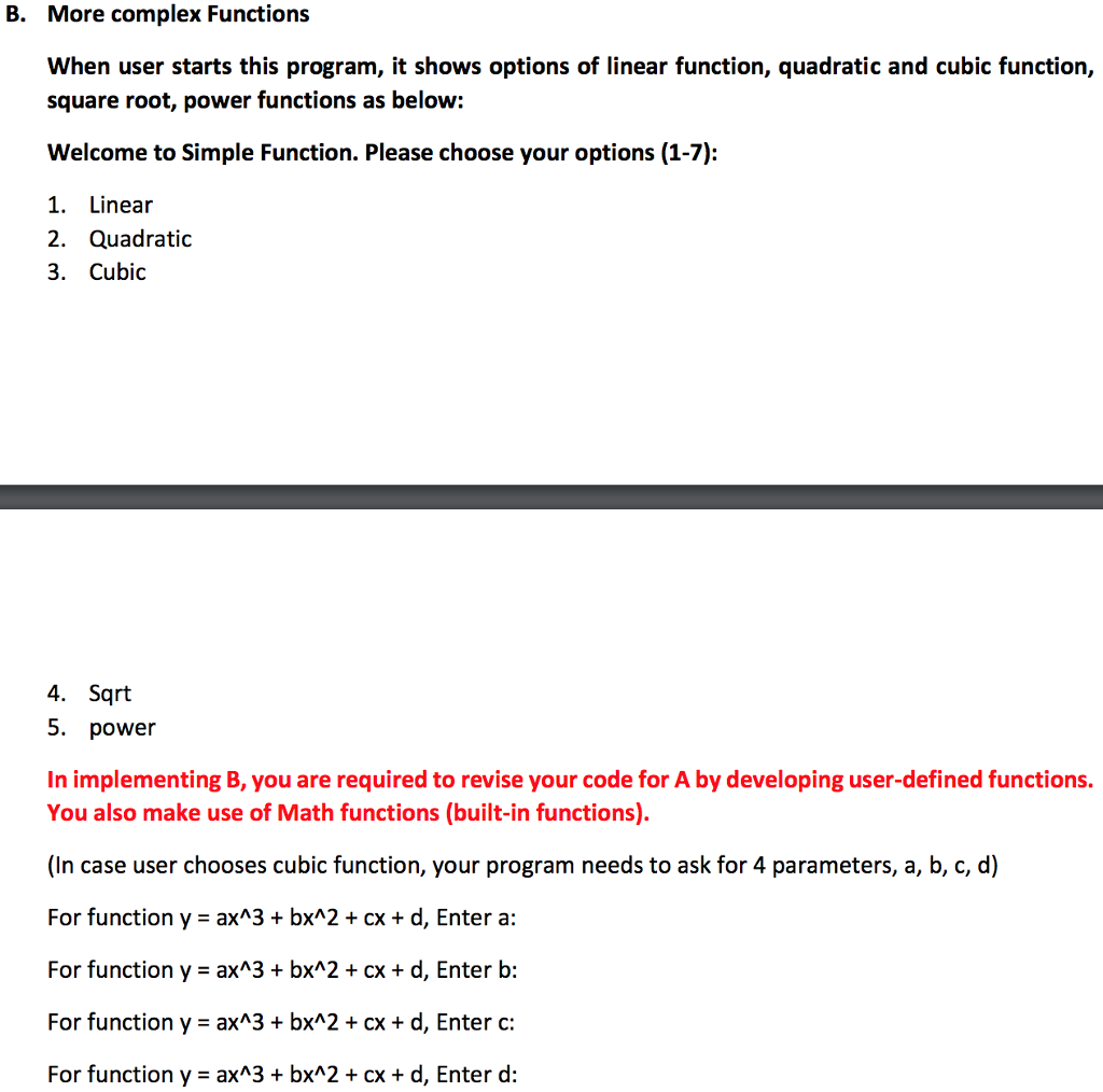 options of linear function, quadratic and cubic function as below: Welcome to