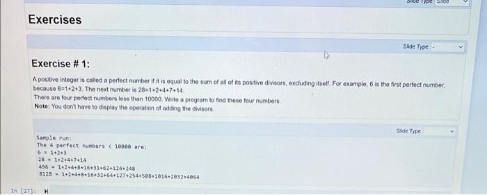 without use def faunction A positive integer is called a perfect number