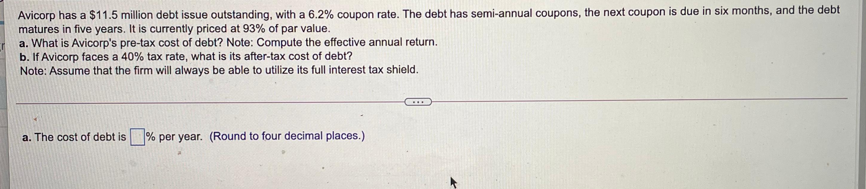Please explain how to find the EAR. Avicorp has a $11.5 million