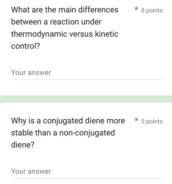  What are the main differences * 8 points between a reaction