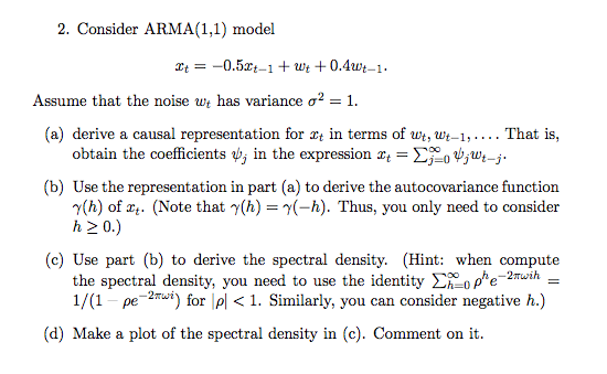 Make plot using R Studio Consider ARMA(1, 1) model x_t =