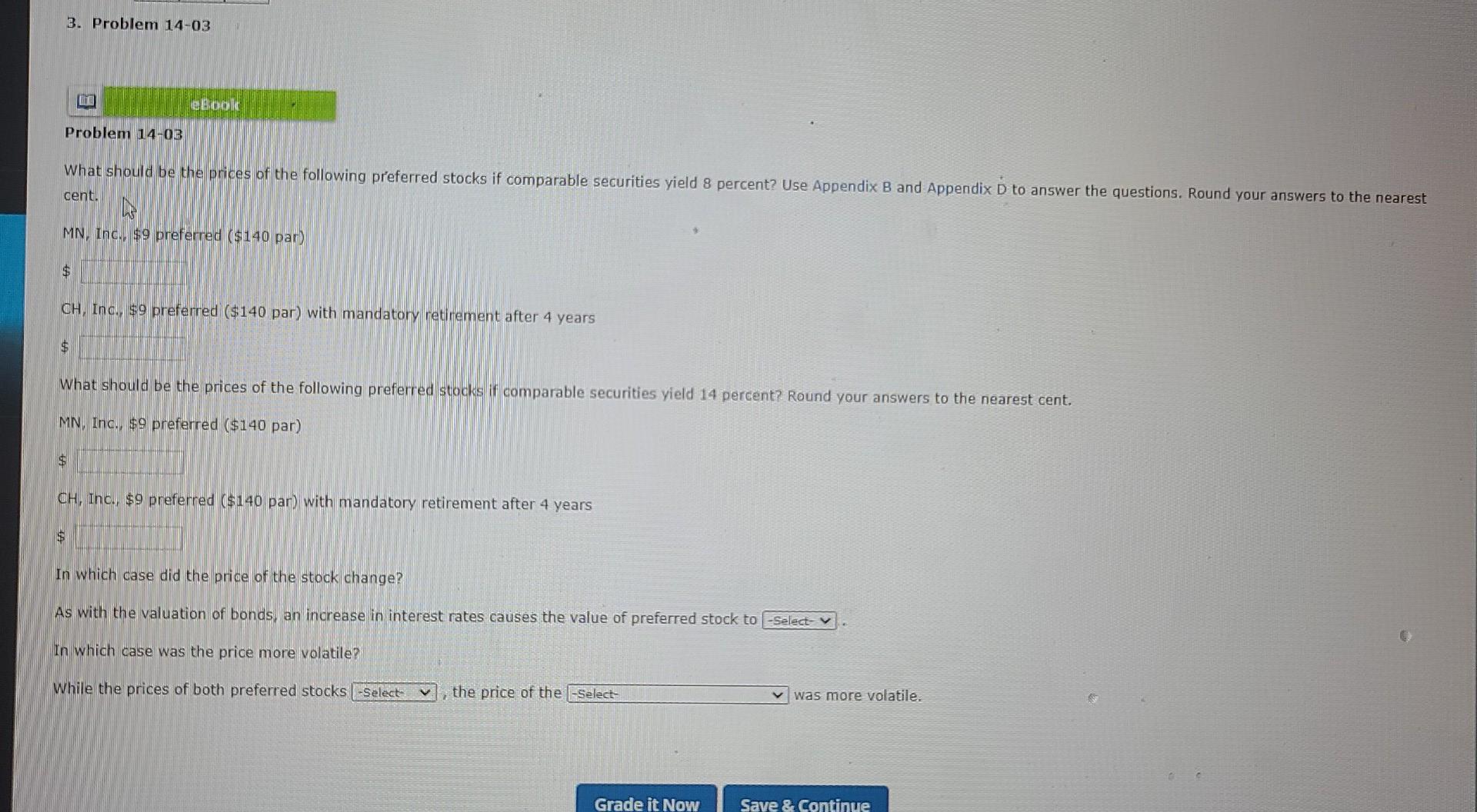 3. Problem 14-03 eBook Problem 14-03 What should be the prices