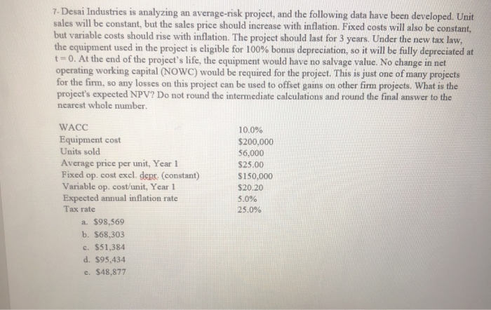 below. Under the new tax law, the equipment for the project is