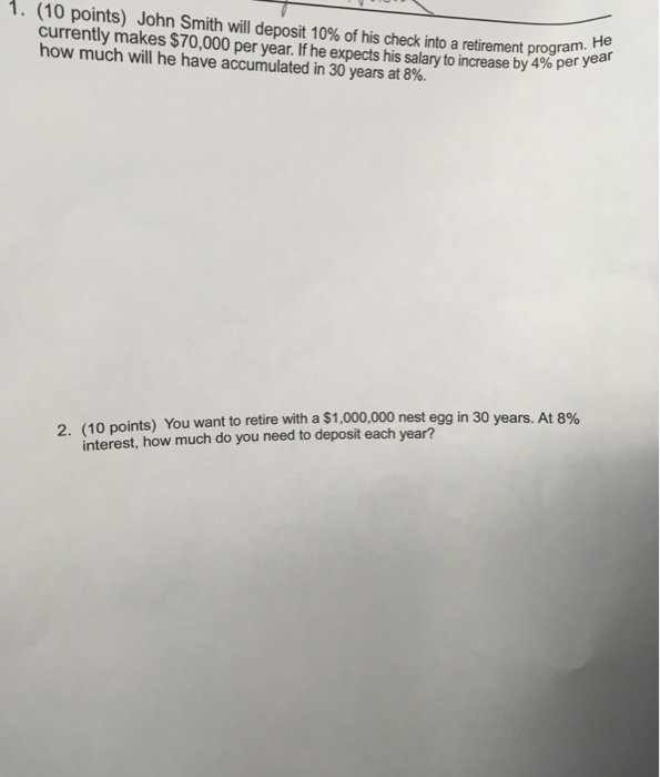 I need help with these questions please 1. (10 points) John Smith