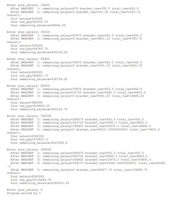 Assignment # 2 Deadline Problem: A Simplified version of USA tax calculation