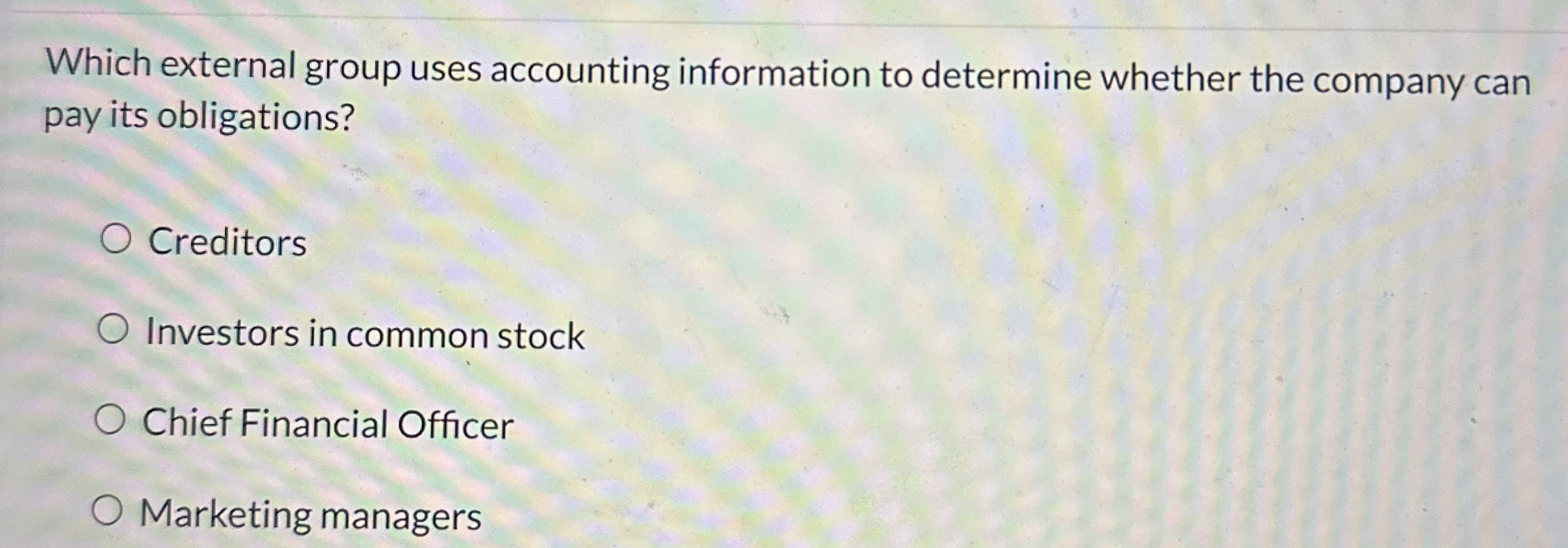  Which external group uses accounting information to determine whether the company