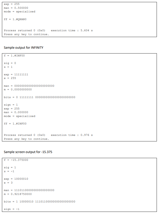 #define NORM 0 #define DNORM 1 #define SPEC 2 #define BIAS 127