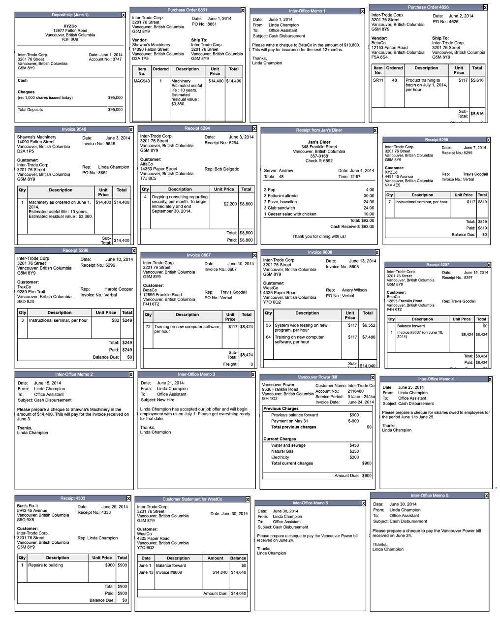 Part 1 [70 points] Inter-Trece Corp. is a small computer consulting business.