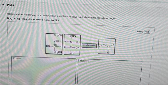  Indicate whether the following compounds will give a positive or negative