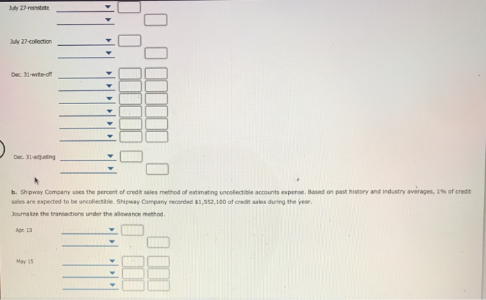 Methods The following selected transactions were taken from the records of Shipway