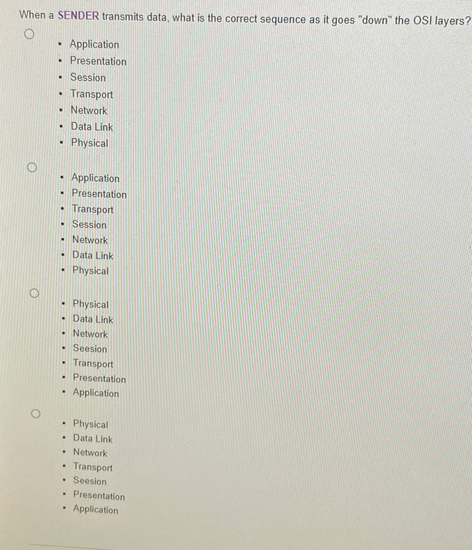  When a SENDER transmits data, what is the correct sequence as