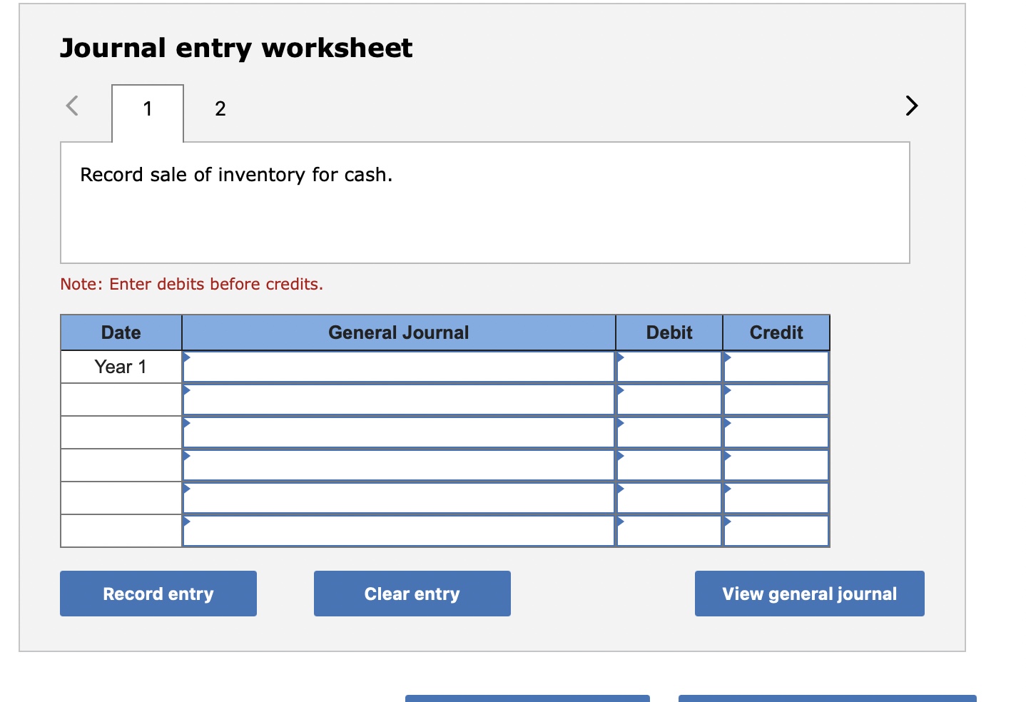 the following transactions for T-shirts for Year 1, its first year of