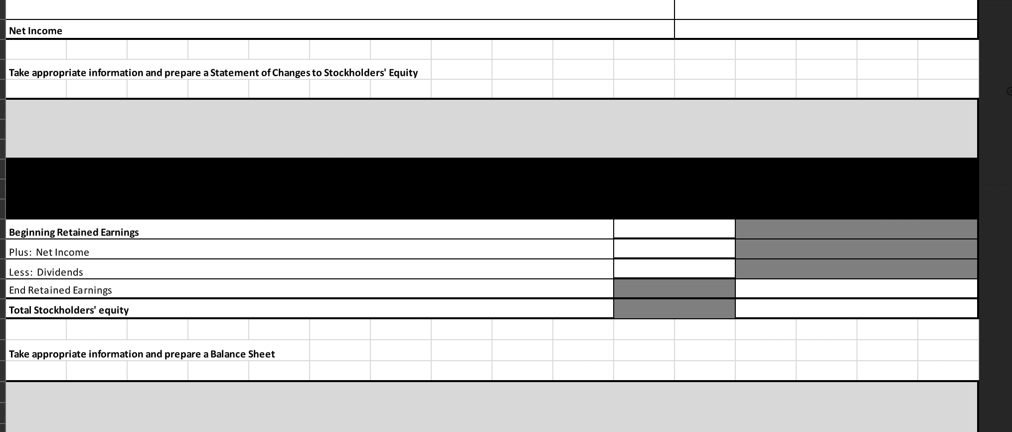 A) Create a financial statement from images below. Please help showing work