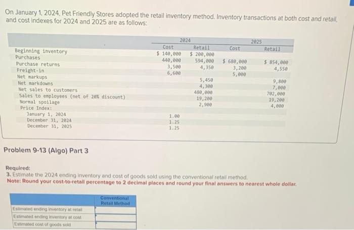 3 . On January 1, 2024, Pet Friendly Stores adopted the retall