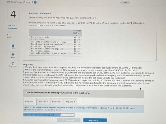 help Mt Assignment Chapter 1 Sarved 4 Required information The following information