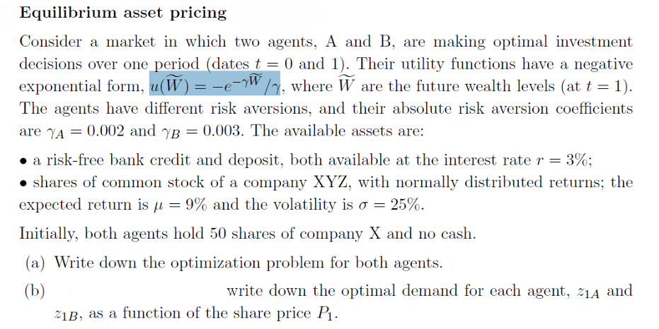 Consider a market in which two agents, A and B, are making