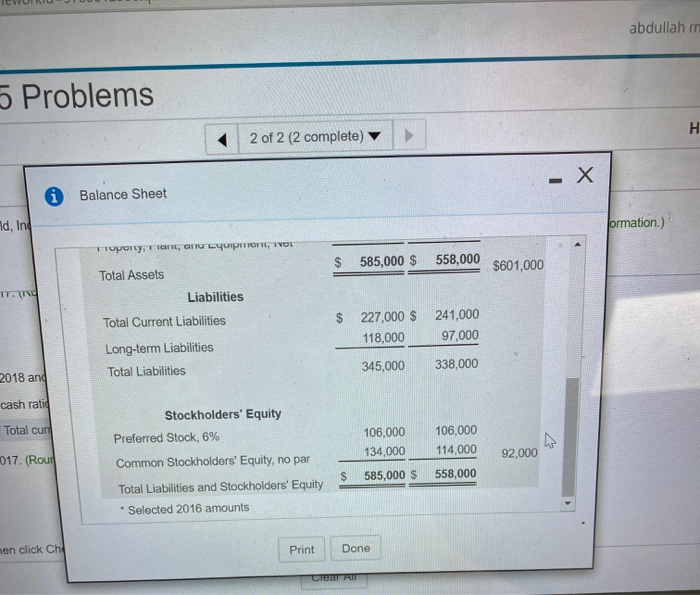 1a. Compute the current ratios for 2018 and 2017. Begin by selecting