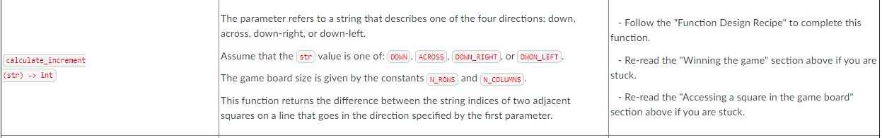 Please complete the functions given in the chart below: CONSTANTS = {