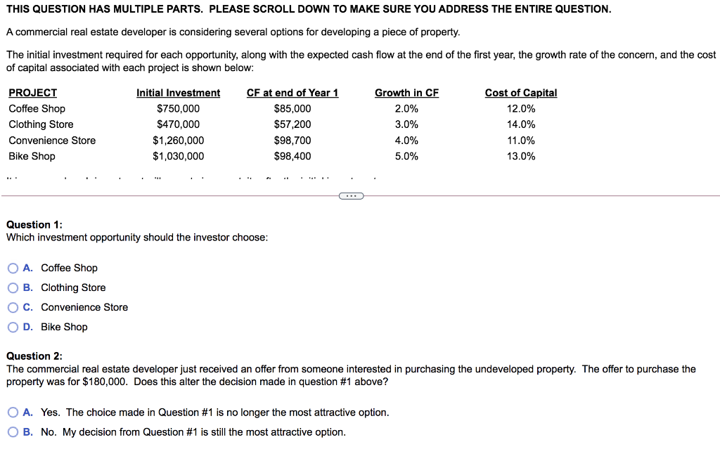 THIS QUESTION HAS MULTIPLE PARTS. PLEASE SCROLL DOWN TO MAKE SURE