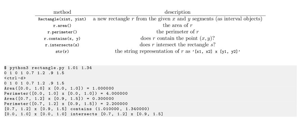 that represents a rectangle using D intervals (ie, Interval objects) to represent