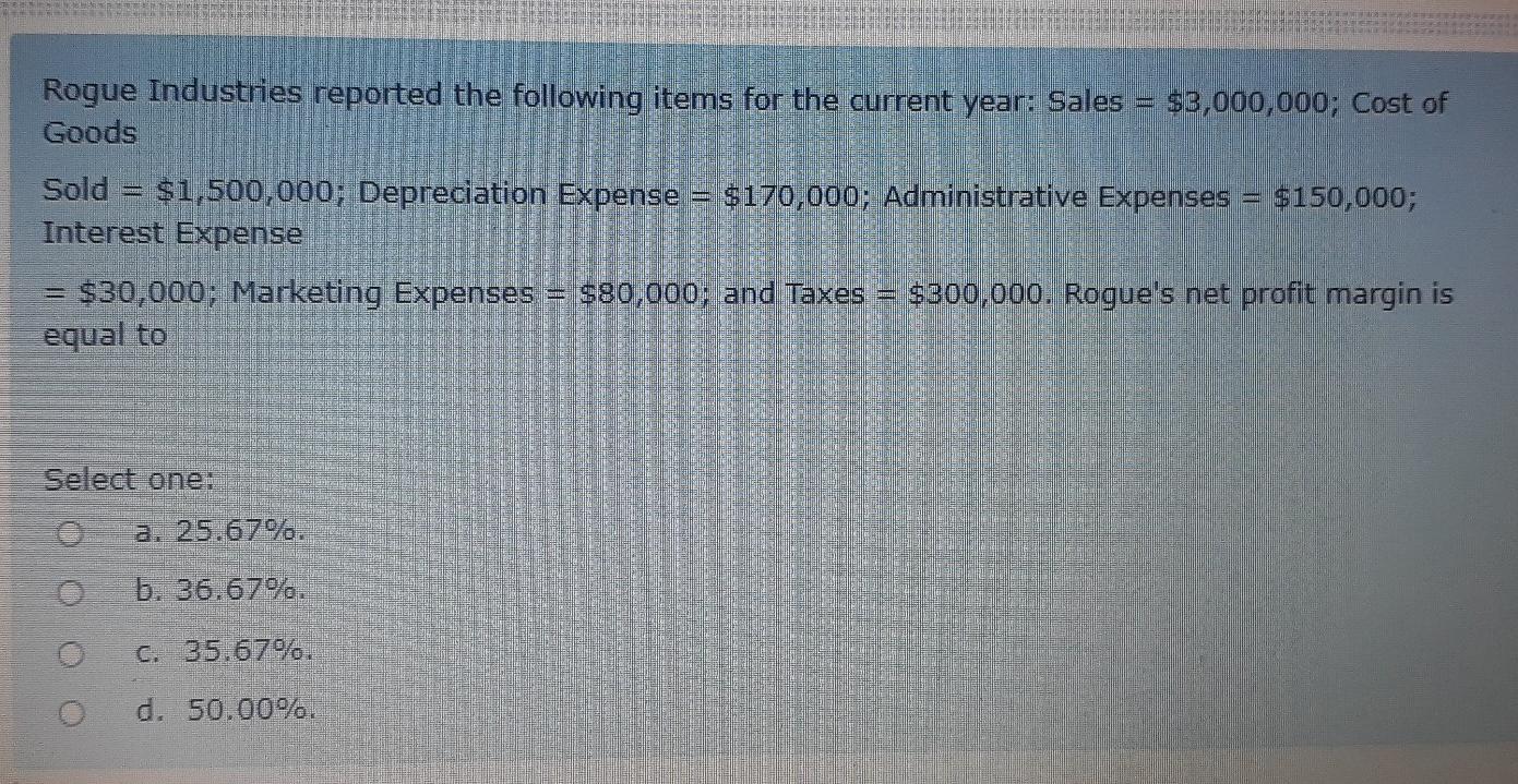 Rogue Industries reported the following items for the current year: Sales