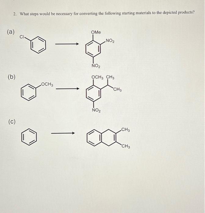  2. What steps would be necessary for converting the following starting