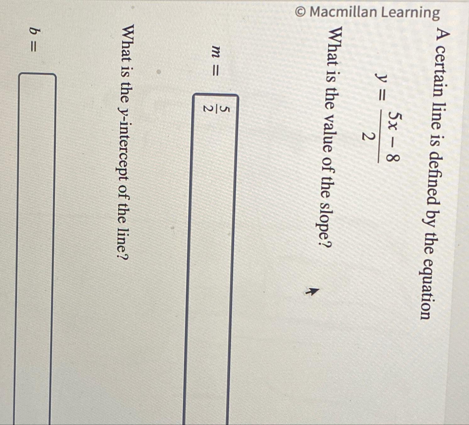  A certain line is defined by the equation y=5x-82 What is