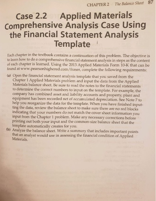  CHAPTER 2 The Balance Sheet 87 Case 2.2 Applied Materials Comprehensive