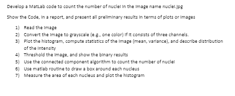  Develop a Matlab code to count the number of nucle in