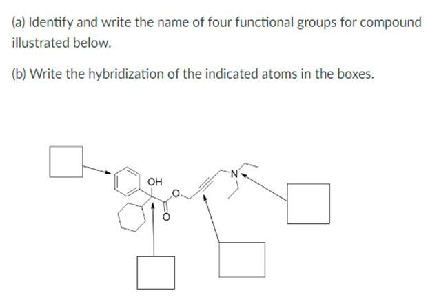  (a) Identify and write the name of four functional groups for