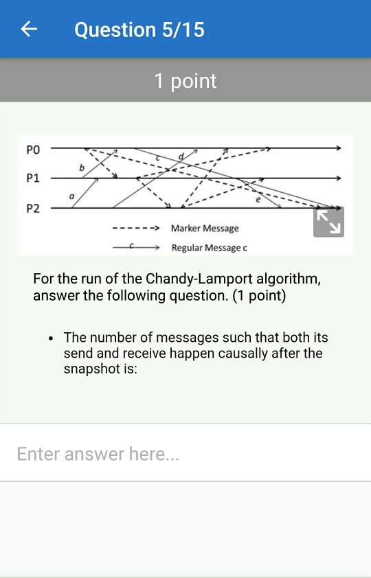 the run of the Chandy-Lamport algorithm, answer the following question. Wherever you