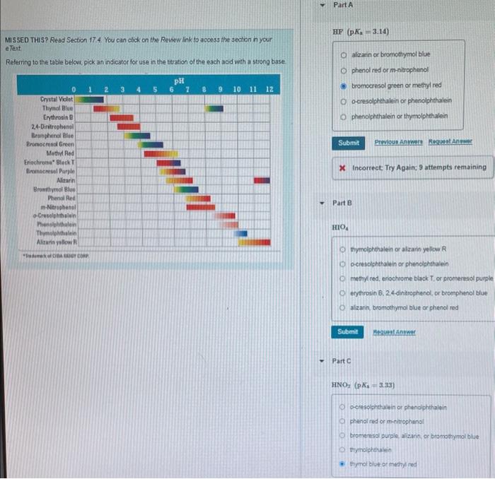 A, B, & C please MISSED THIS? Read Section 17.4. You can