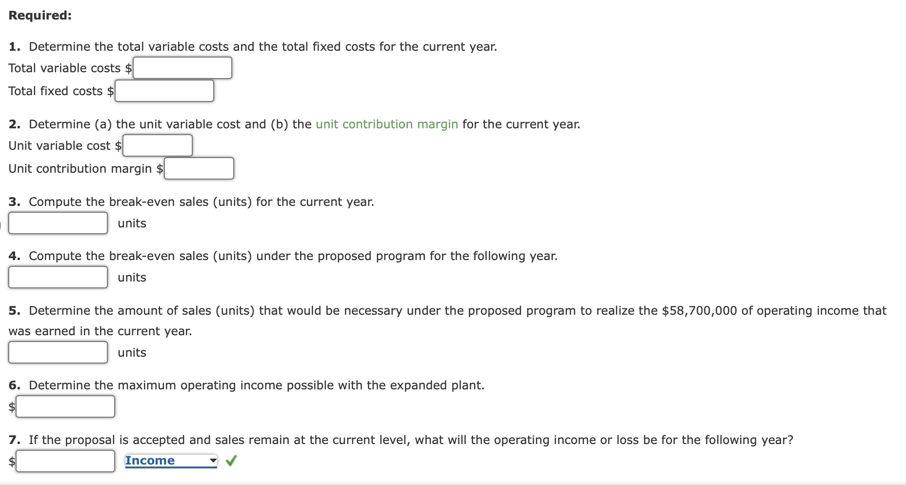  Information needed to solve problem: Break-even sales under present and proposed