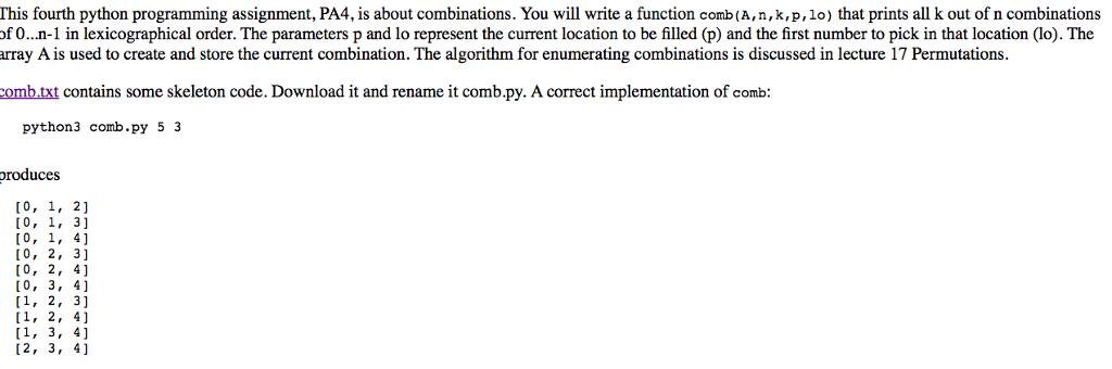 Code: import sys def comb(A,n,k,p,lo): """ n>=1, k3 n = int(sys.argv[1])
