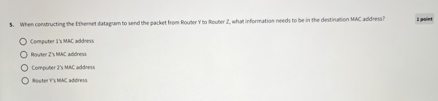 When constructing the Ethernet datagram to send the packet from Router