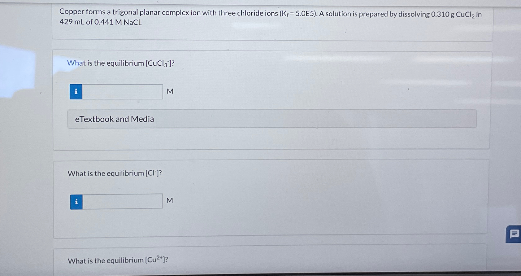  Copper forms a trigonal planar complex ion with three chloride ions