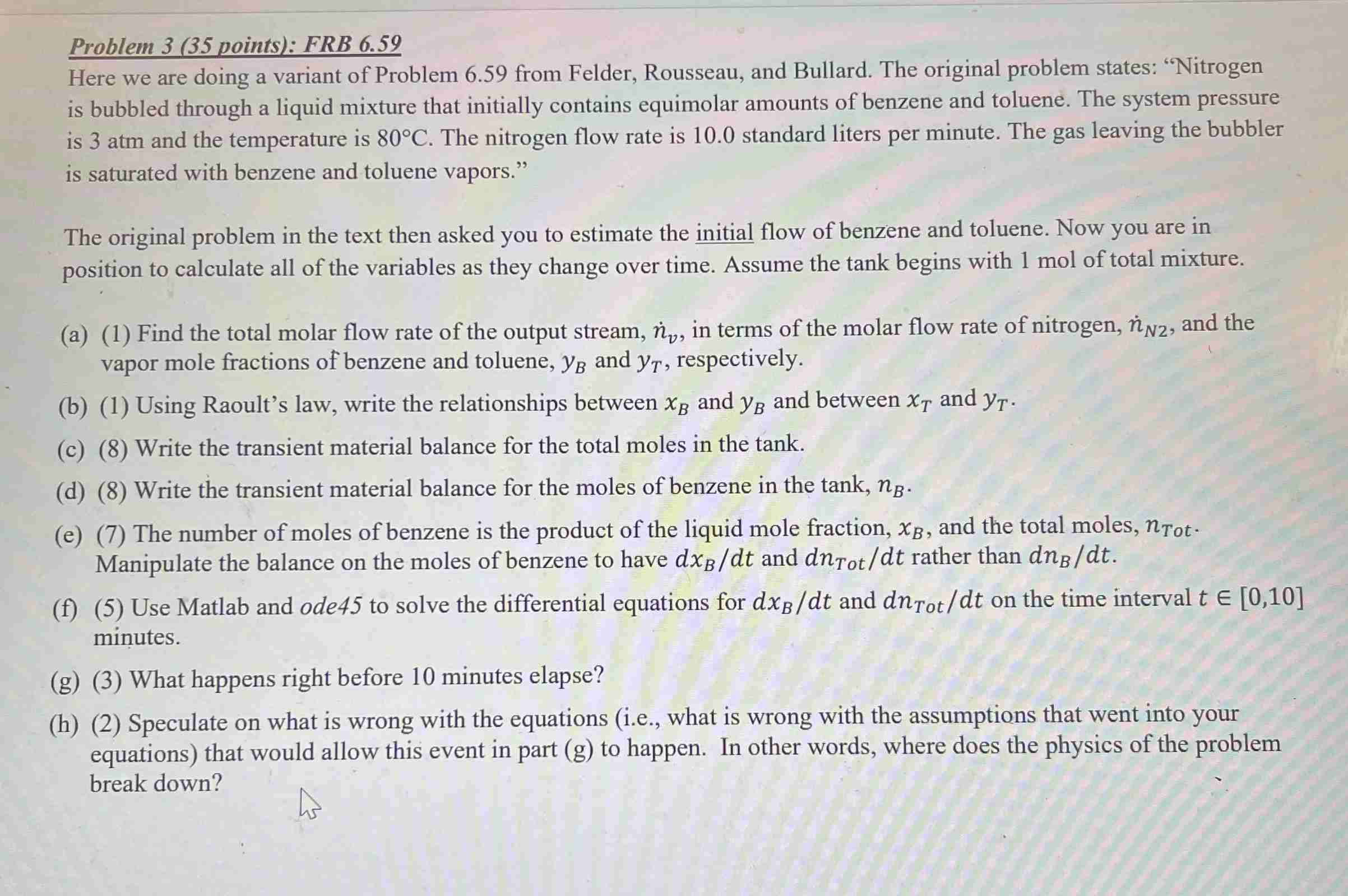  Problem 3(35 points): FRB 6.59 Here we are doing a variant