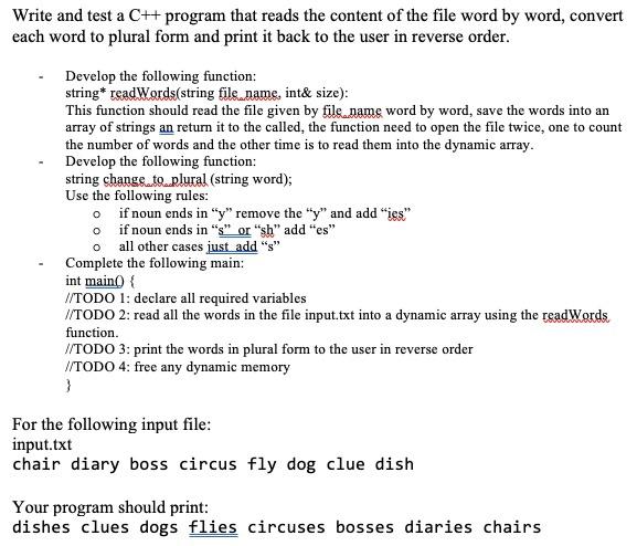  Write and test a C++ program that reads the content of